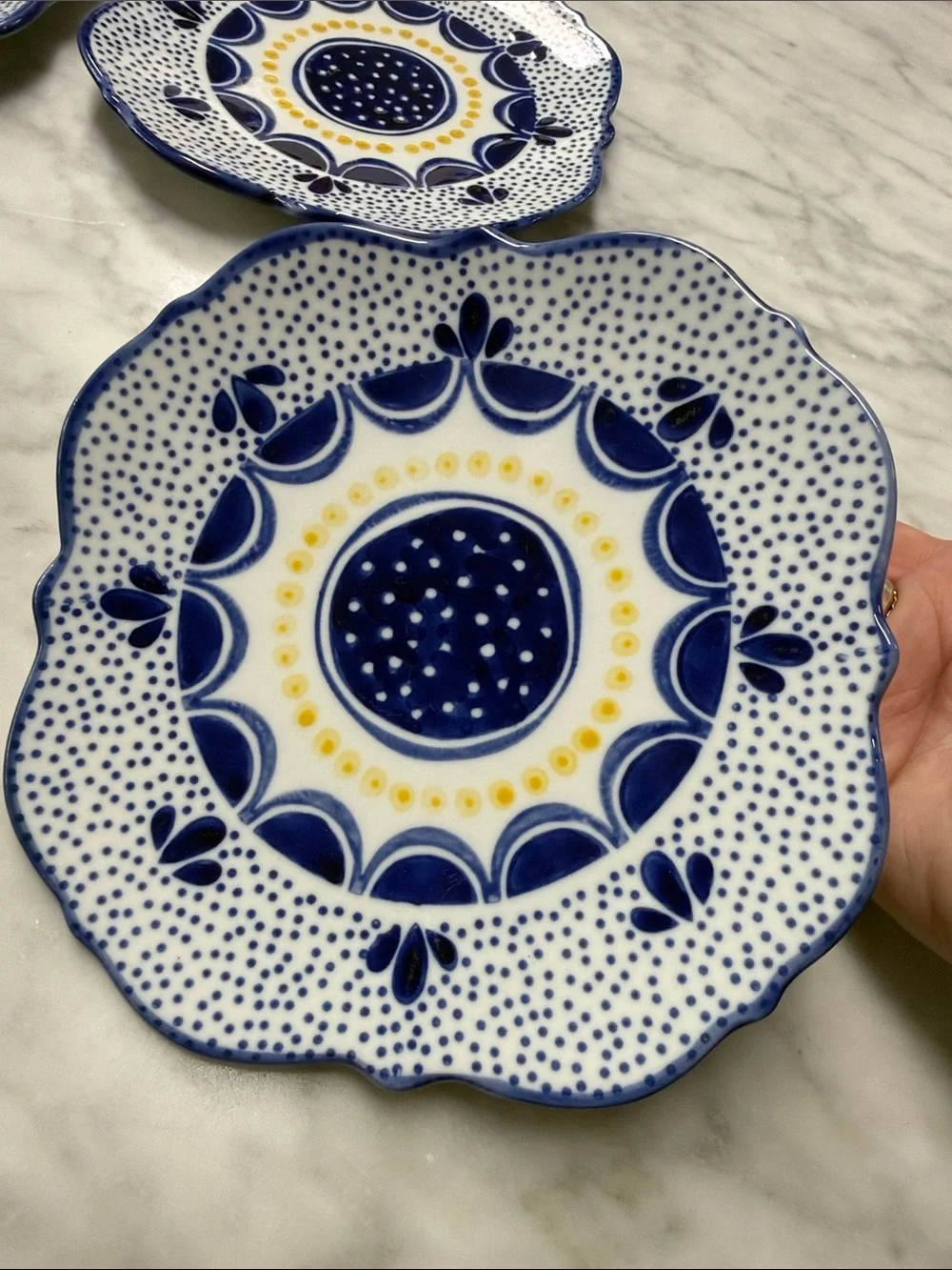 West Elm | Collector's Edition Talavera Canape Plate Set of 4 in Blue Floral